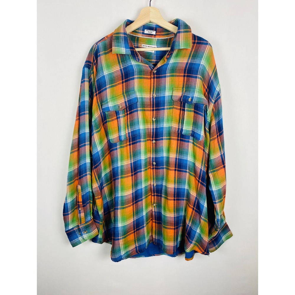 Peter Millar Mountainside Collection Plaid Flannel Shirt Mens‎ XXL Multi